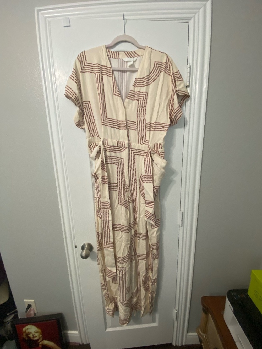 H&M GEOMETRIC PATTERN BELTED JUMPSUIT ROMPER  - 14